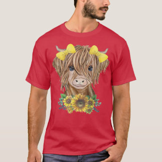 Niedliche Junglandkuh mit Sonnenblumen Bauer T-Shirt