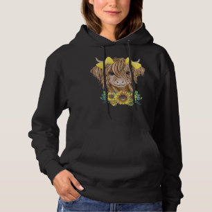 Niedliche Junglandkuh mit Sonnenblumen Kalb Tier Hoodie