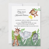 Niedliche Jungle Animal Baby Dusche Einladung (Vorderseite)