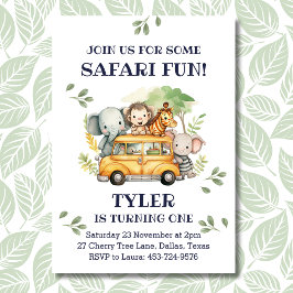 Niedliche Jungle Animal Safari 1. Geburtstag Party Einladung