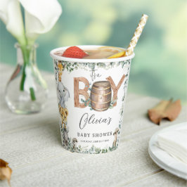 Niedliche Jungle Animals Greenery Boy Barn Babydus Pappbecher