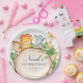Niedliche Jungle Animals Grüne Kinderdusche Geburt Pappteller (Party)