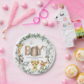 Niedliche Jungle Animals Grüne Kinderdusche Pappteller (Party)