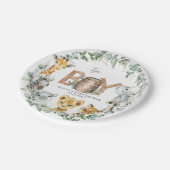 Niedliche Jungle Animals Grüne Kinderdusche Pappteller (Schrägansicht)