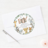 Niedliche Jungle Animals Grüne Kinderdusche Runder Aufkleber (Umschlag)