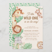 Niedliche Jungle Animals Kinderdusche Einladung (Vorne/Hinten)
