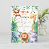 Niedliche Jungle Animals Kinderdusche Vielen Dank Karte (Stehend Vorderseite)