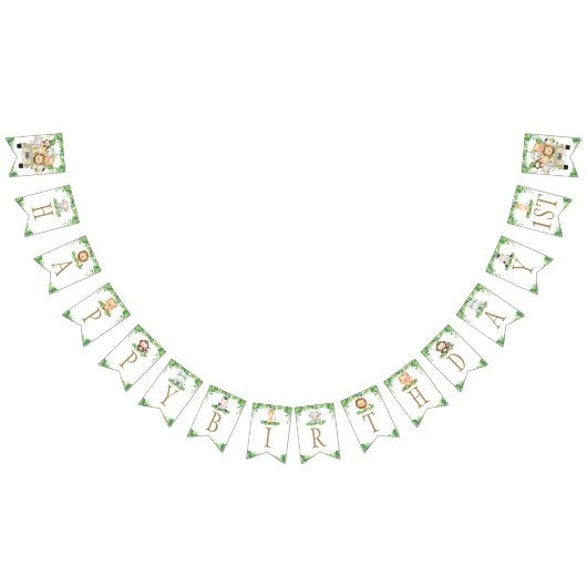 Niedliche Jungle Animals Safari Auto Grüne Geburts Wimpelkette (Alle)