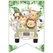 Niedliche Jungle Animals Safari Auto Grüne Geburts Wimpelkette (Erste Fahne)