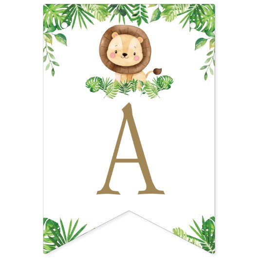 Niedliche Jungle Animals Safari Auto Grüne Geburts Wimpelkette (Dritte Fahne)