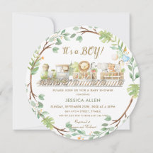 Niedliche Jungle Animals Züge Grüne Babydusche