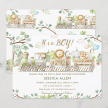 Niedliche Jungle Animals Züge Grüne Babydusche