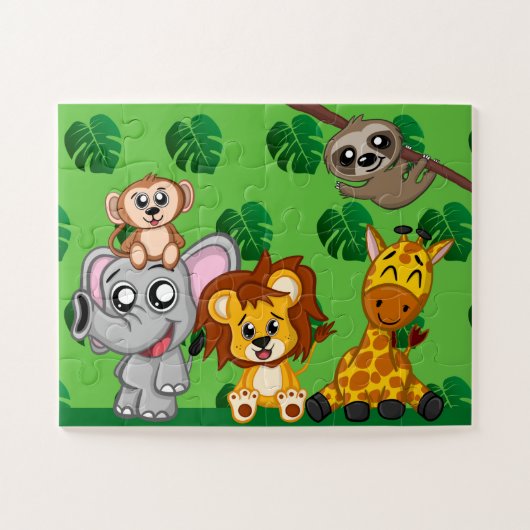 Niedliche Jungle Animes Cartoon Rainforest Safari Puzzle (Horizontal)