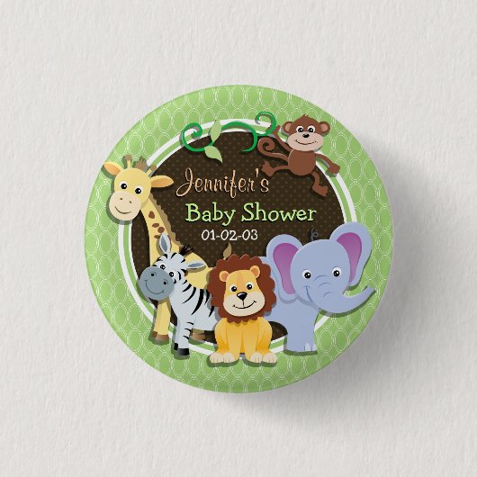 Niedliche Jungle-Babydusche; helle grüne Ovale Button (Vorderseite)