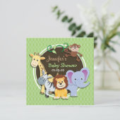 Niedliche Jungle-Babydusche; helle grüne Ovale Einladung (Stehend Vorderseite)