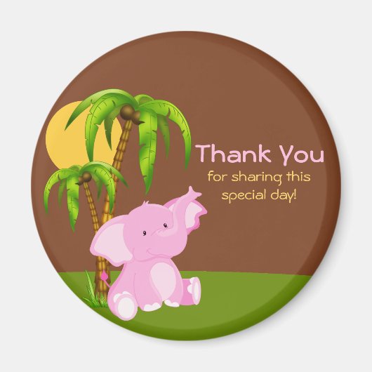 Niedliche Jungle Elephant Girl Danke Magnet (Vorne)