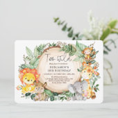 Niedliche Jungle Grüne Wilde Tiere 2. Geburtstag Einladung (Stehend Vorderseite)