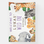 Niedliche Jungle Safari 1. Geburtstag Party Willko Banner (Vertikal)