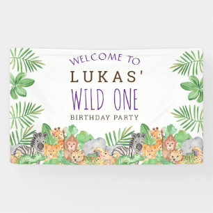 Niedliche Jungle Safari 1. Geburtstag Party Willko Banner