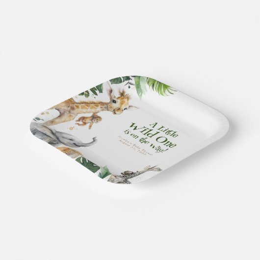 Niedliche Jungle Safari Animals Kinderdusche Pappteller (Gewinkelt)