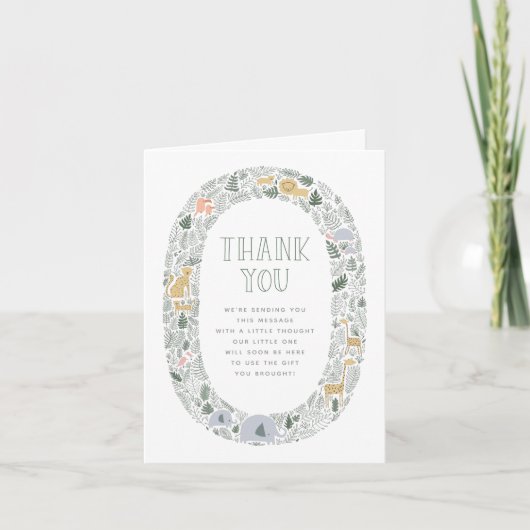 Niedliche Jungle Safari Animals Kinderdusche Viele Dankeskarte (Vorderseite)