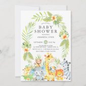 Niedliche Jungle Safari Baby Dusche Einladung (Vorderseite)