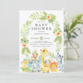 Niedliche Jungle Safari Baby Dusche Einladung (Stehend Vorderseite)
