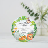 Niedliche Jungle Safari Baby Dusche Einladungen (Stehend Vorderseite)
