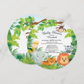 Niedliche Jungle Safari Baby Dusche Einladungen (Vorne/Hinten)