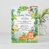 Niedliche Jungle Safari Baby Dusche Einladungen (Stehend Vorderseite)