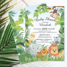 Niedliche Jungle Safari Baby Dusche Einladungen