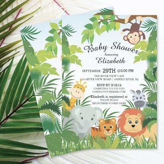 Niedliche Jungle Safari Baby Dusche Einladungen