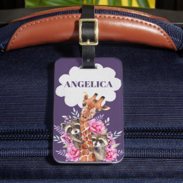 Niedliche Jungle Safari Blumengiraffe Kinder Gepäckanhänger