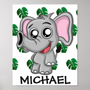 Niedliche Jungle Safari Elephant Animal Kids Poster