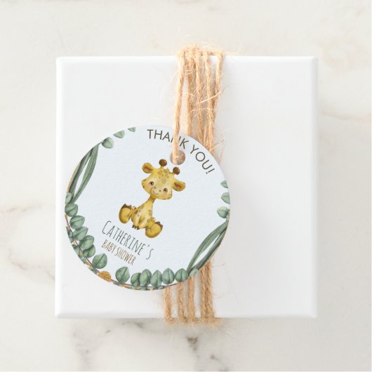 Niedliche Jungle Safari Giraffe Kinderdusche Danke Geschenkanhänger (Beispiel)