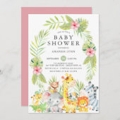 Niedliche Jungle Safari Kinderdusche Einladung (Vorne/Hinten)