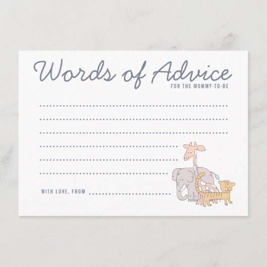 Niedliche Jungle Safari Tiere Babyduschberatungska Hinweiskarte (Vorderseite)