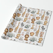 Niedliche Jungle Safari-Tiere Kinderdusche Geschenkpapier (Ungerollt)