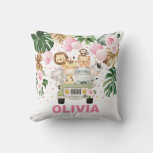 Niedliche Jungle Safari Tiere Tropische Vegetation Kissen