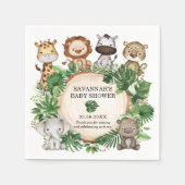 Niedliche Jungle Safari Tiere Tropische Vegetation Serviette (Vorderseite)