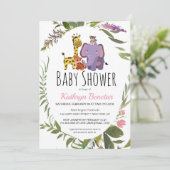 Niedliche Jungle Safari Tiere Wasserfarben Kinderd Einladung (Stehend Vorderseite)