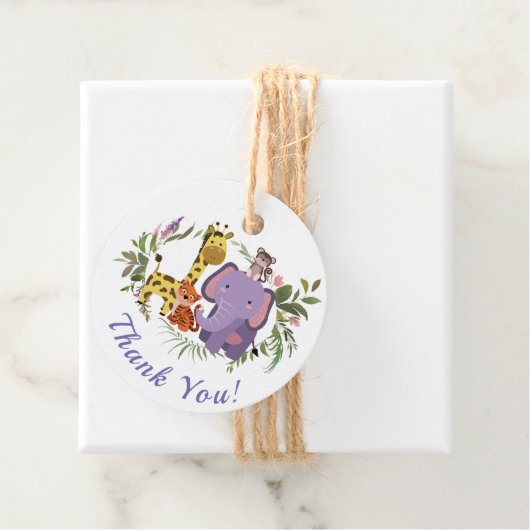 Niedliche Jungle Safari Tiere Wasserfarben Kinderd Geschenkanhänger (Beispiel)