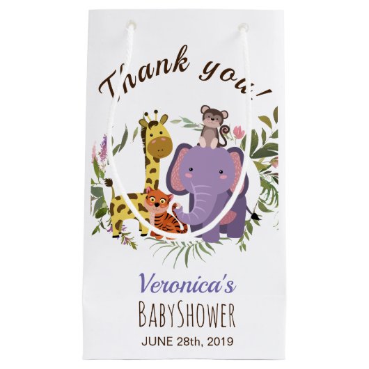 Niedliche Jungle Safari Tiere Wasserfarben Kinderd Kleine Geschenktüte (Vorderseite)