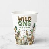 Niedliche Jungle Safari Tiere Wildtiere 1. Geburts Pappbecher (Rückseite)