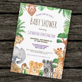 Niedliche Jungle Safari Tiermassage Einladung Postkarte