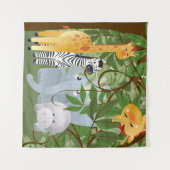 Niedliche Jungle-Tiere Sq Tapestry Wandteppich (Vorderseite (Horizontal))