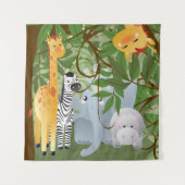 Niedliche Jungle-Tiere Sq Tapestry Wandteppich (Vorderseite)
