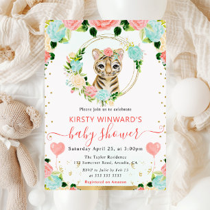 Niedliche Jungle Tiger Babydusche Einladung