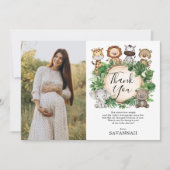 Niedliche Junglebetiere Tropische Vegetation Kinde Dankeskarte (Vorderseite)