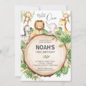 Niedliche Jungtiere 1. Geburtstag Wilde Eine Grüne Einladung (Vorderseite)